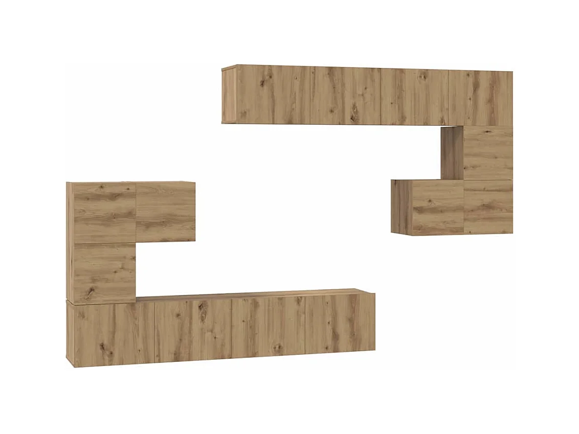 Tv-meubelset | Tv-Bank | TV-kast met opslag met de deur 8 pcs Ambachtelijk eiken