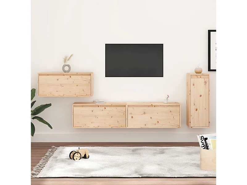 muebles para TV  | Gabinetes de TV |  Muebles de salón 2 piezas madera maciza de pino