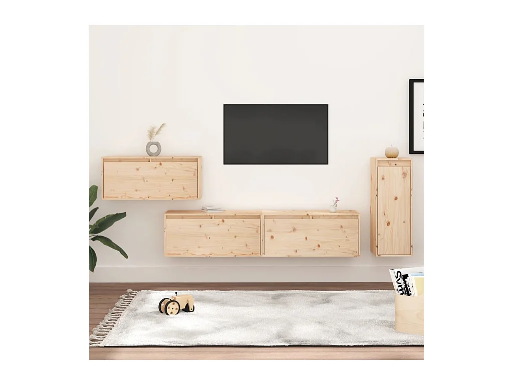 Meubles TV | Bancs TV | Armoires TV 4 pcs Bois massif de pin