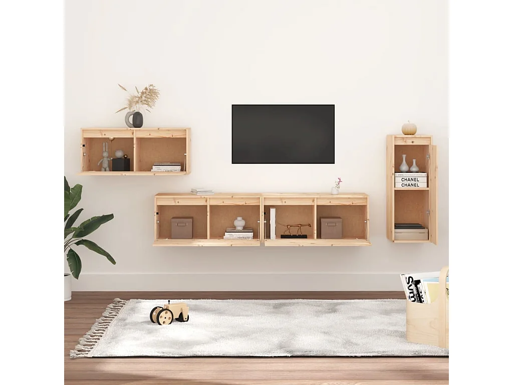 Meubles TV | Bancs TV | Armoires TV 4 pcs Bois massif de pin