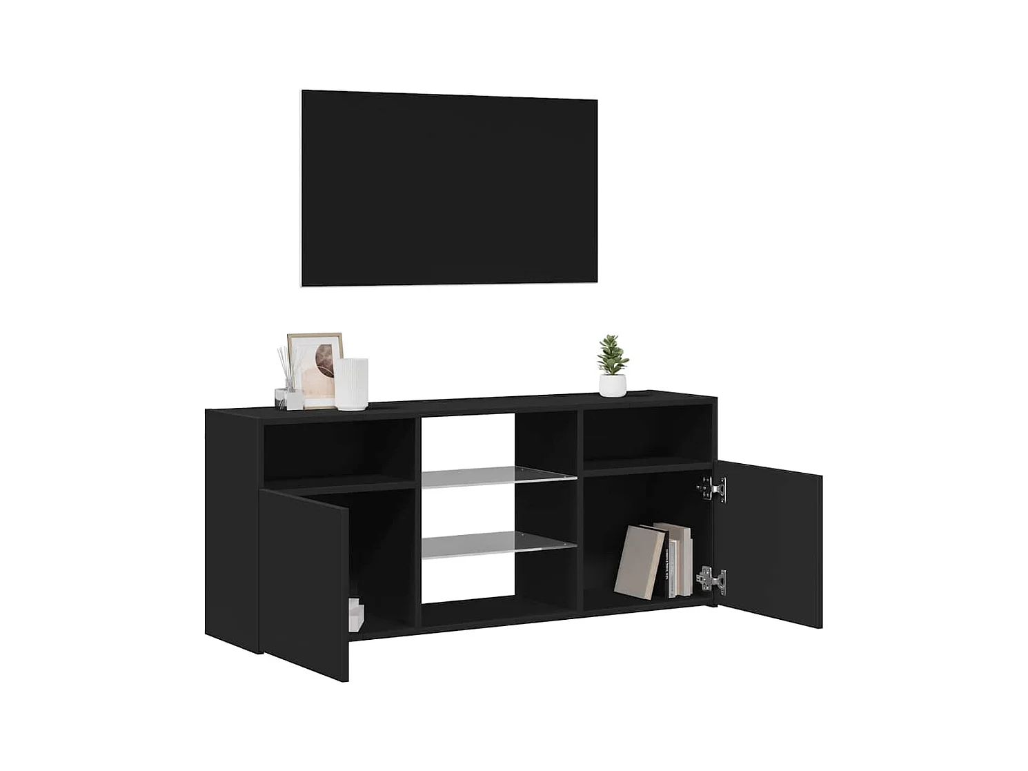 Mueble de TV | Mueble de salón con luces LED negro 120x30x50 cm