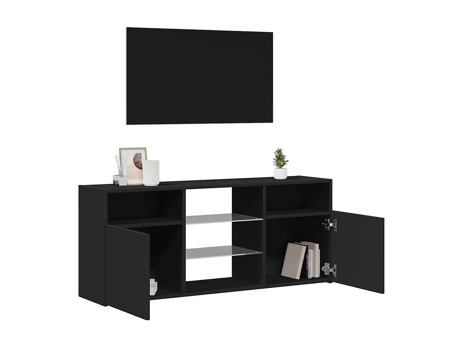 Mueble de TV | Mueble de salón con luces LED negro 120x30x50 cm