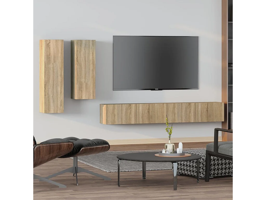 Ensemble de meubles TV | Bancs TV | Armoires TV 4 pcs Chêne sonoma Bois d'ingénierie