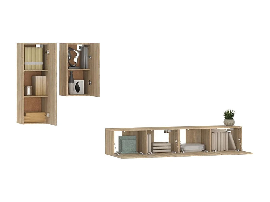 Ensemble de meubles TV | Bancs TV | Armoires TV 4 pcs Chêne sonoma Bois d'ingénierie
