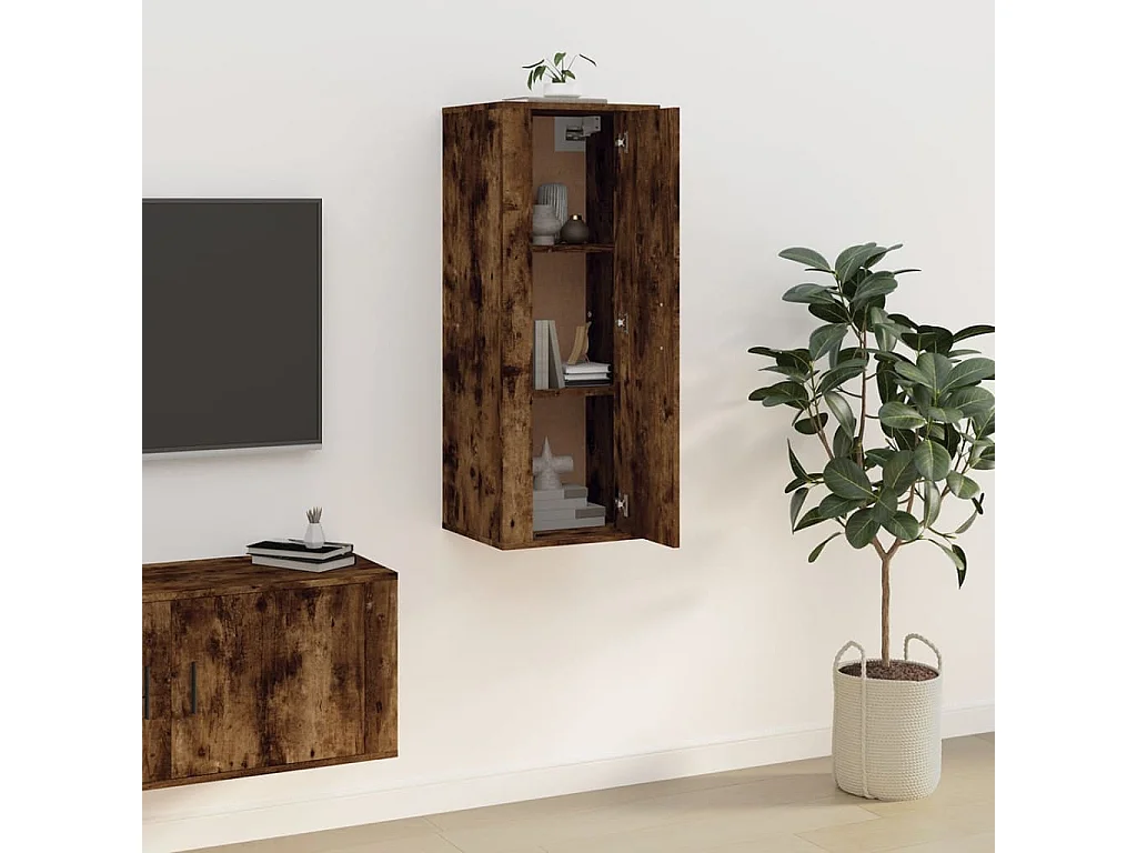 Meuble TV | Banc TV | Armoire TV mural Chêne fumé 40x34,5x100 cm