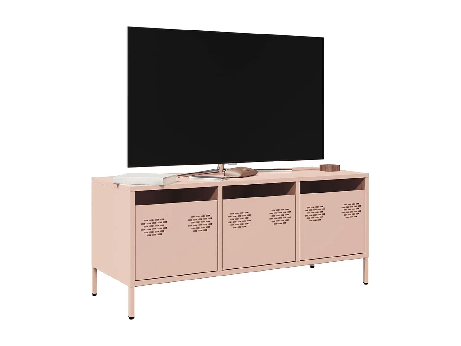 Meuble TV | Banc TV | Armoire TV rose 101,5x39x43,5 cm acier laminé à froid