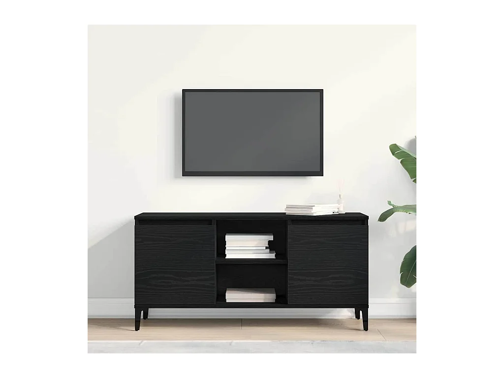 Gabinete de TV | Mueble de TV | Mueble de salón Negro 102 x 35 x 50 cm Madera contrachapada