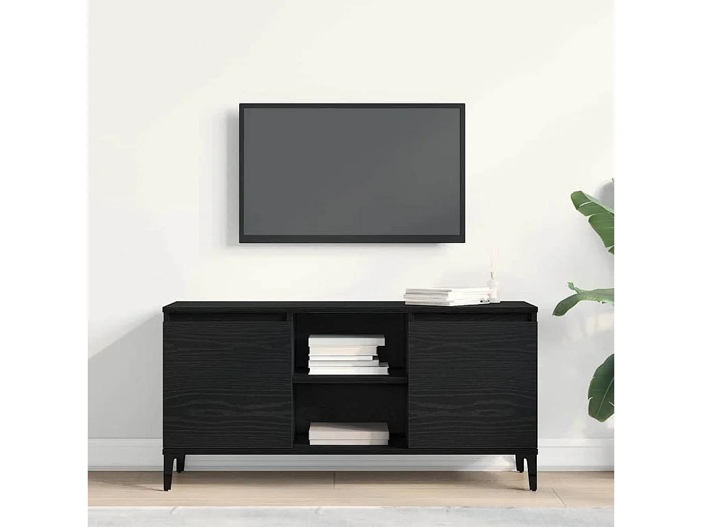Gabinete de TV | Mueble de TV | Mueble de salón Negro 102 x 35 x 50 cm Madera contrachapada