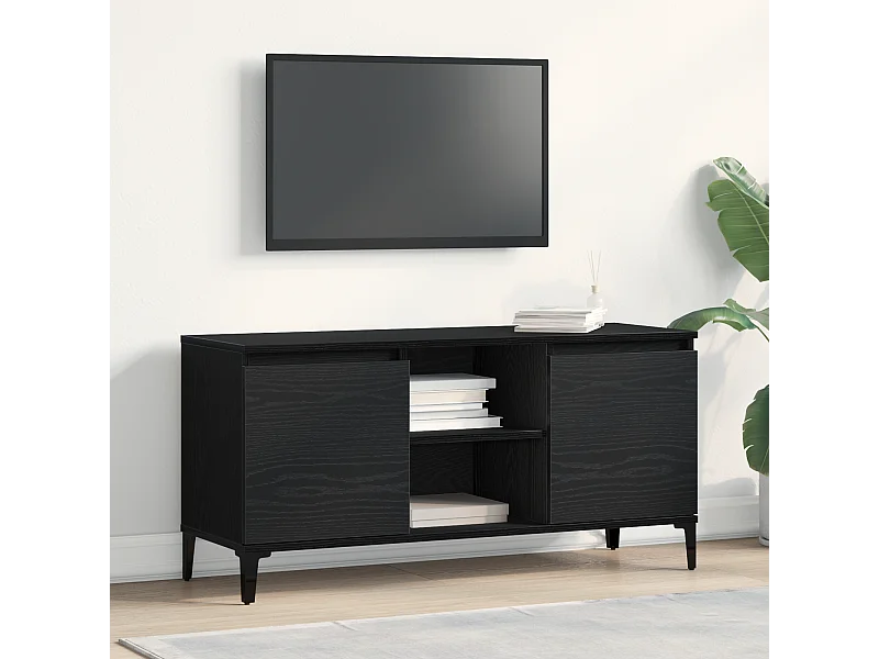 Meuble TV | Banc TV | Armoire TV Noir Chêne 102x35x50 cm en bois d'ingénierie