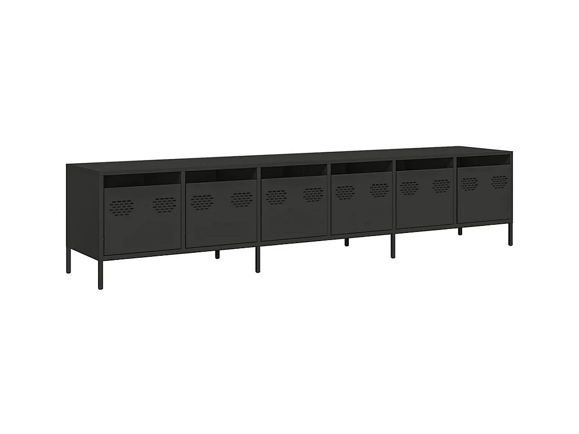Mueble para TV  | Gabinete de TV |  Mueble de salón acero laminado en frío negro 202x39x43,5 cm