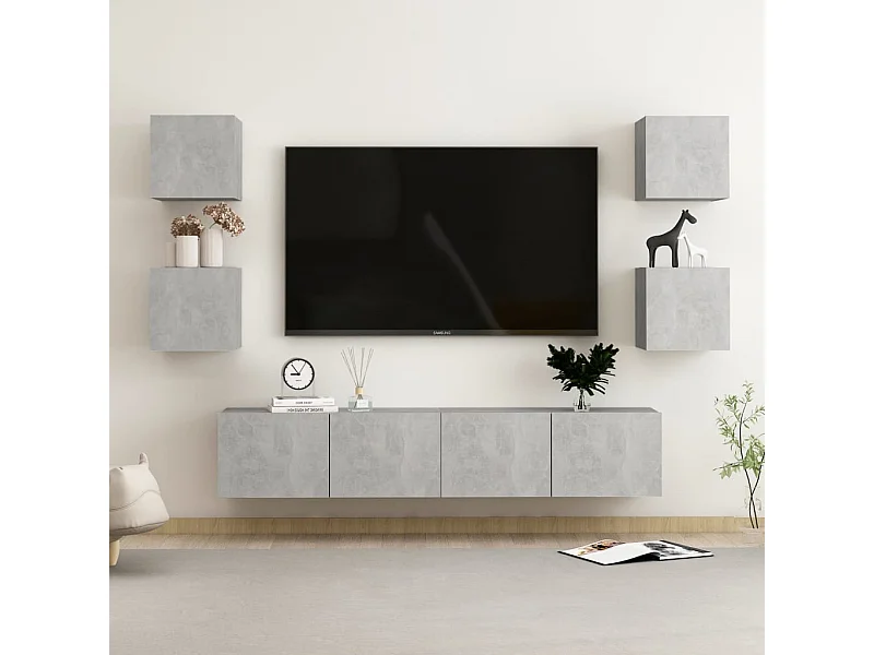 Ensemble de meubles TV | Bancs TV | Armoires TV 6 pcs Gris béton Bois d'ingénierie