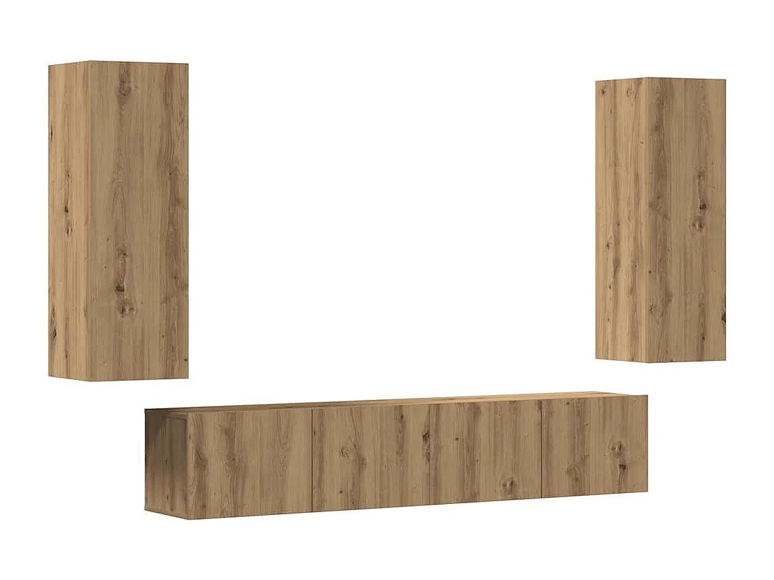 Meubles TV | Bancs TV | Armoires TV muraux 4 pcs chêne artisanal bois d'ingénierie