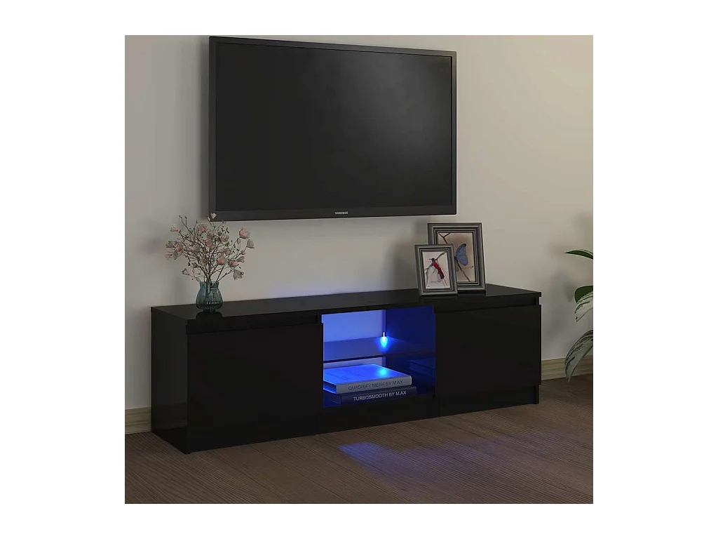 Mueble para TV  | Gabinete de TV |  Mueble de salón con luces LED negro 120x30x36 cm
