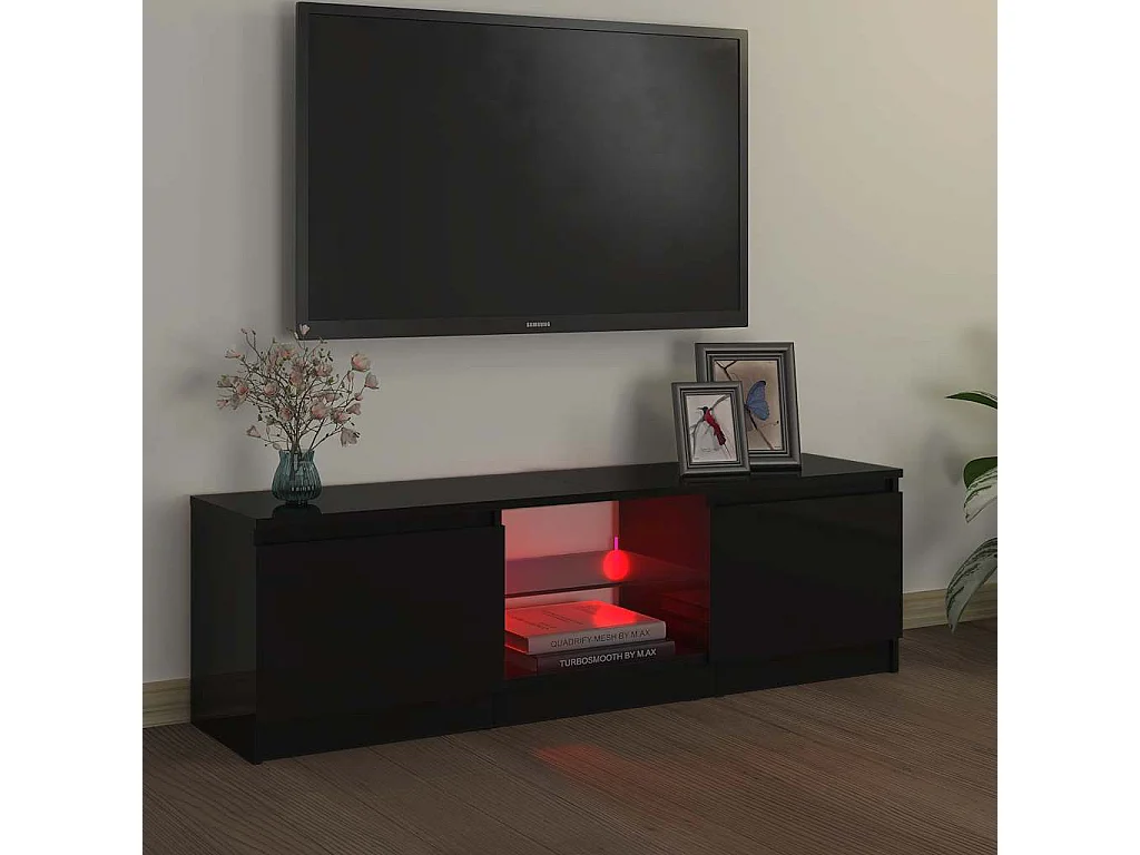 Mueble para TV  | Gabinete de TV |  Mueble de salón con luces LED negro 120x30x36 cm