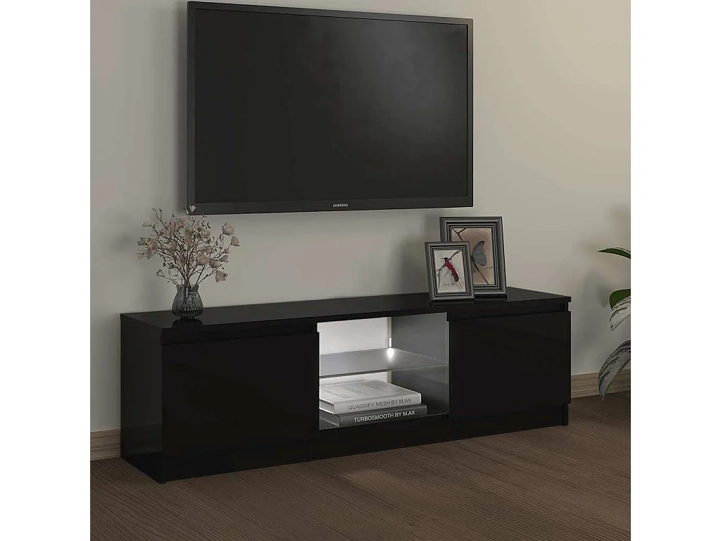 Mueble para TV  | Gabinete de TV |  Mueble de salón con luces LED negro 120x30x36 cm