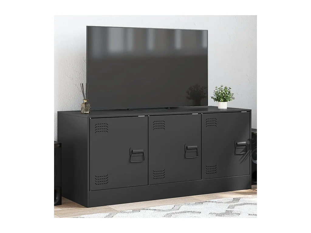 Mueble para TV  | Gabinete de TV |  Mueble de salón de acero negro 99x39x44 cm