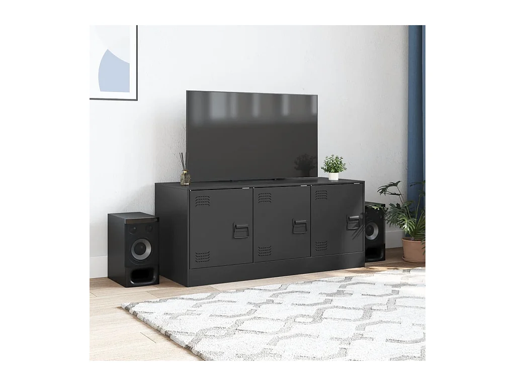 Mueble para TV  | Gabinete de TV |  Mueble de salón de acero negro 99x39x44 cm