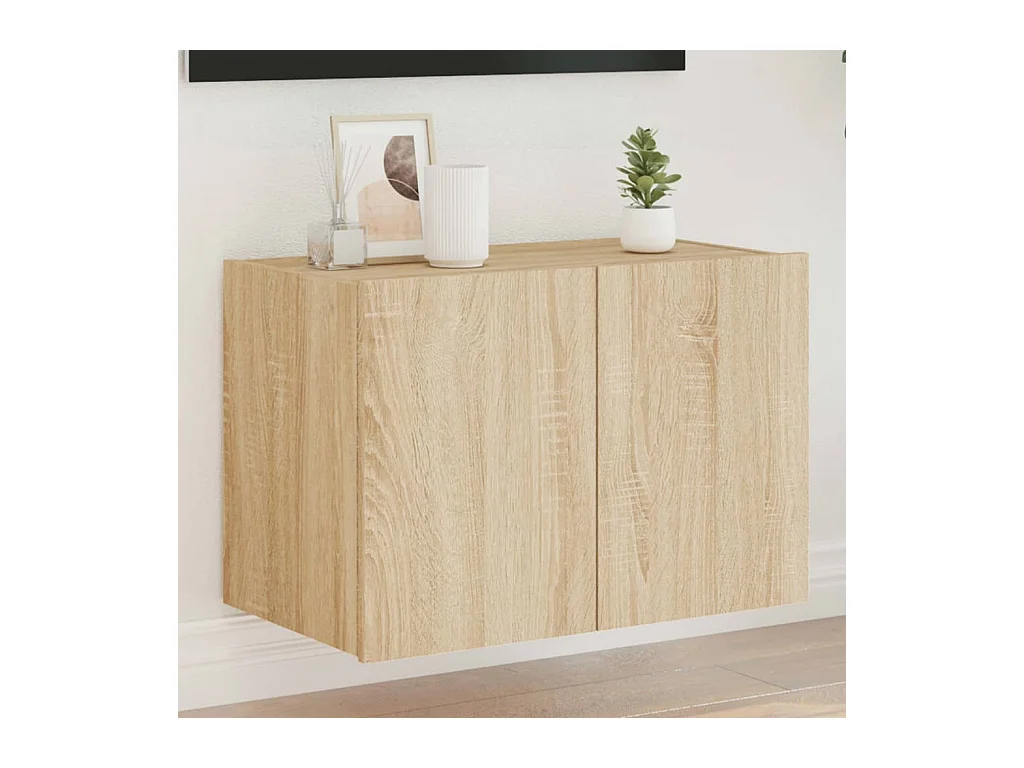 Meuble TV | Banc TV | Armoire TV mural avec lumières LED chêne sonoma 60x35x41 cm