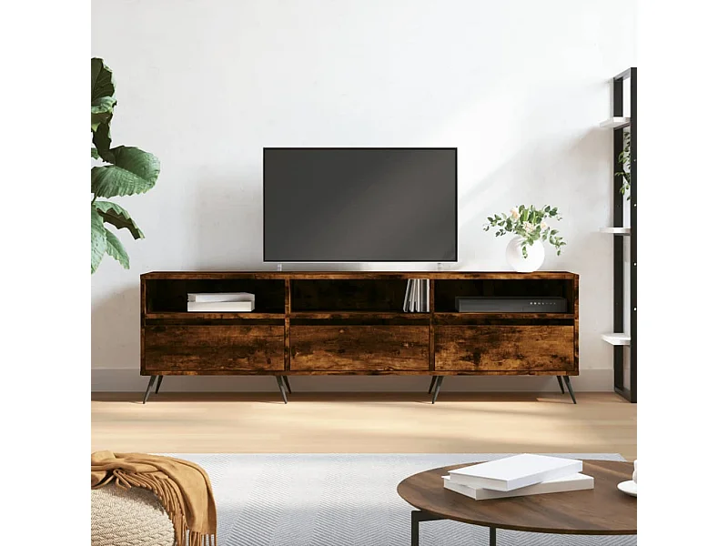 Tv-meubel | Tv-Bank | TV-kast150x30x44,5 cm bewerkt hout gerookt eikenkleurig