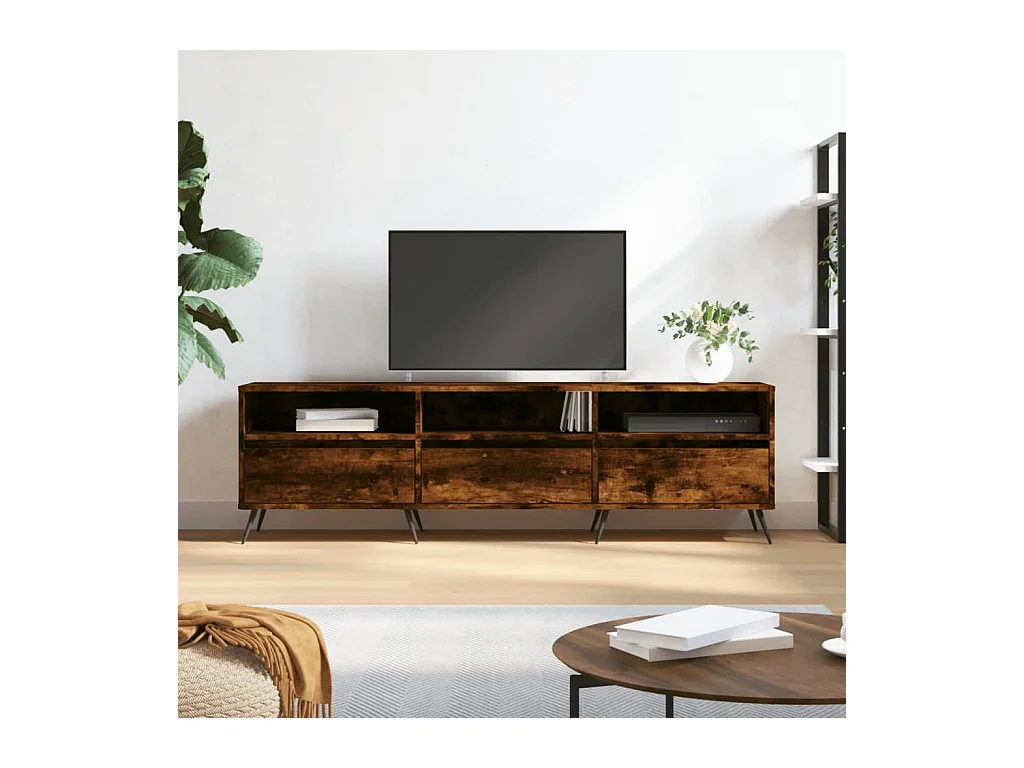 Tv-meubel | Tv-Bank | TV-kast150x30x44,5 cm bewerkt hout gerookt eikenkleurig