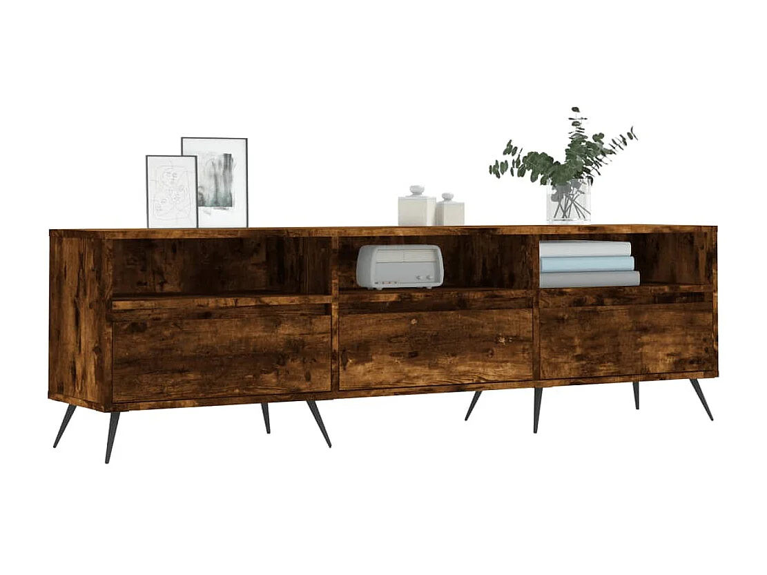 Meuble TV | Banc TV | Armoire TV chêne fumé 150x30x44,5 cm bois d'ingénierie