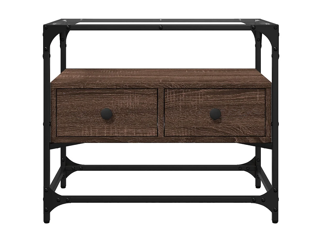 Meuble TV | Banc TV | Armoire TV avec dessus en verre chêne marron bois d'ingénierie