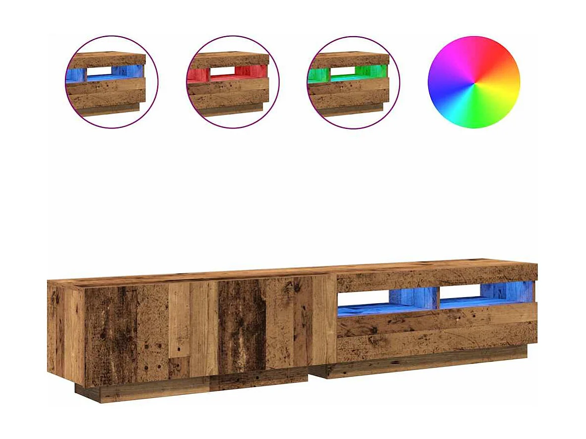 Tv-meubel | Tv-Bank | TV-kastmet LED 200x35x40 cm bewerkt hout oud hout