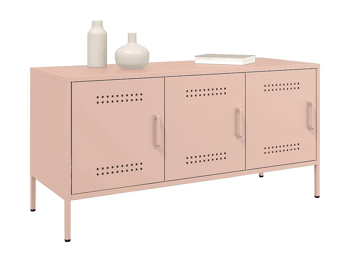 Meuble TV | Banc TV | Armoire TV rose 100,5x39x50,5 cm acier