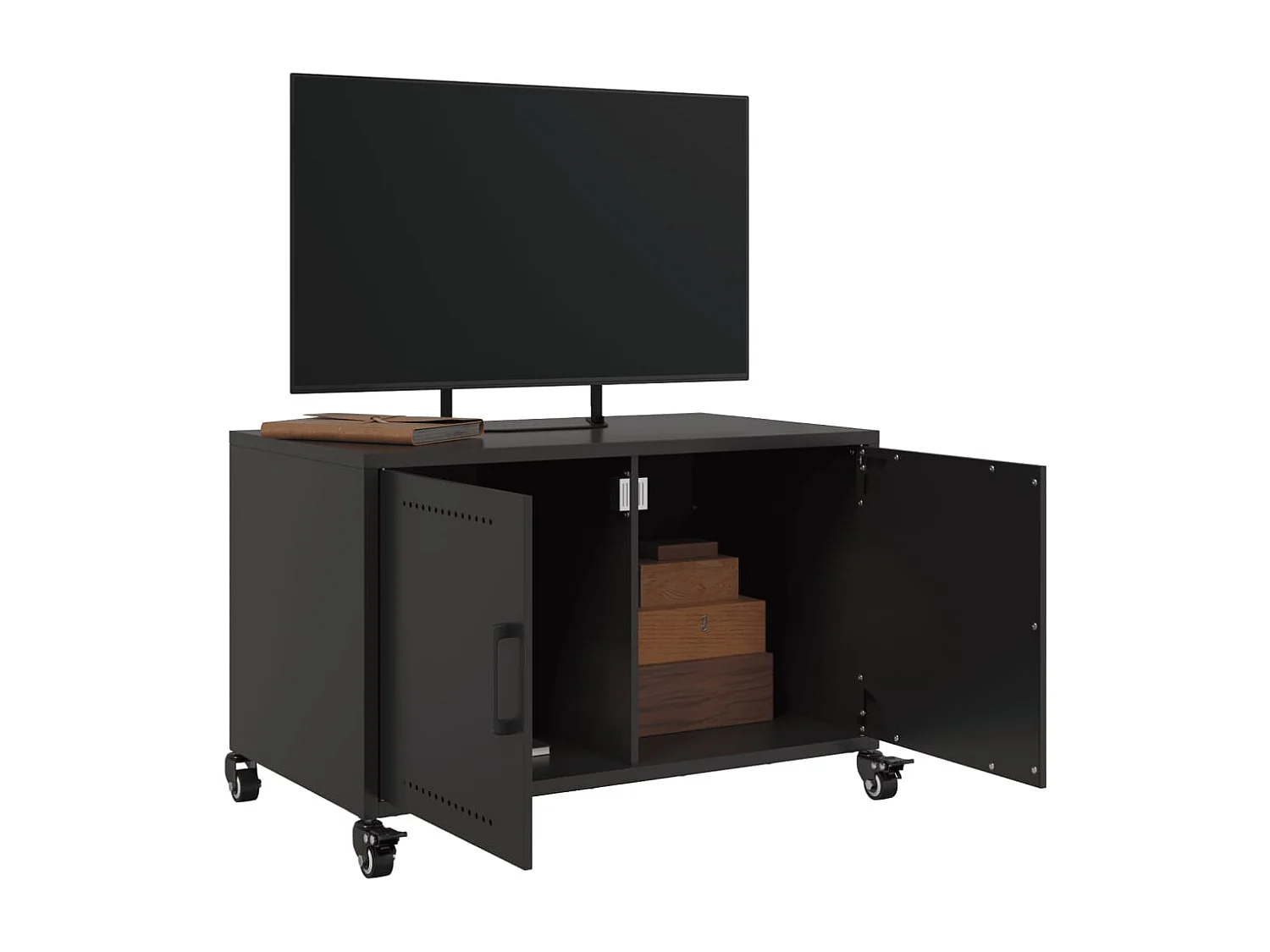 Meuble TV | Banc TV | Armoire TV noir 68x39x43,5 cm acier