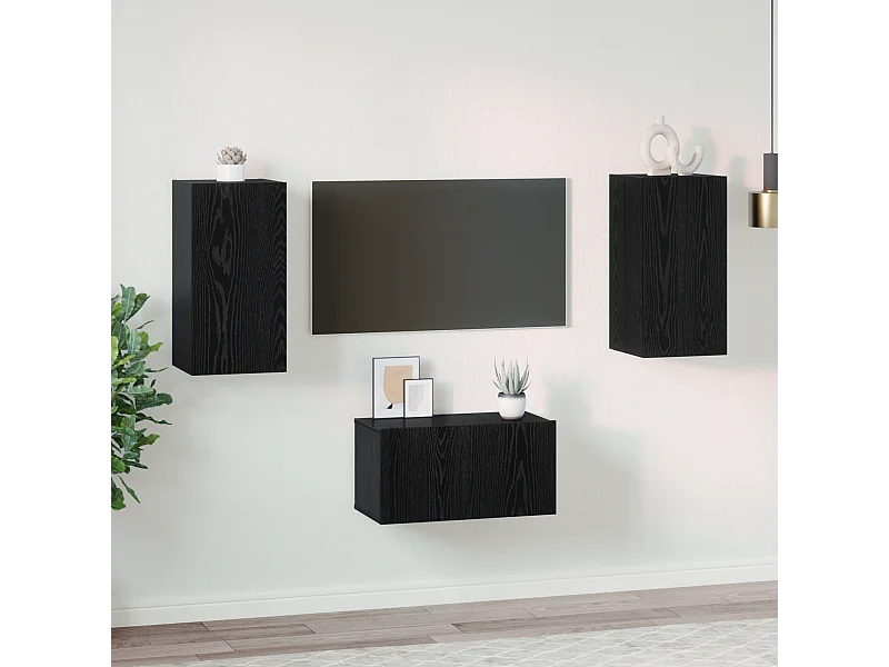 Ensemble meuble TV | Banc TV | Armoire TV 3 pcs Chêne Noir 60 x 30 x 30.5 cm
