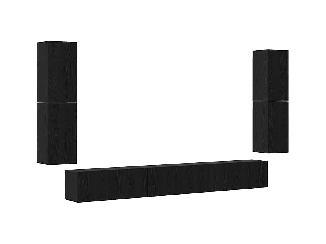 Conjunto de Mueble de TV | Mueble de salón Roble negro Madera contrachapada