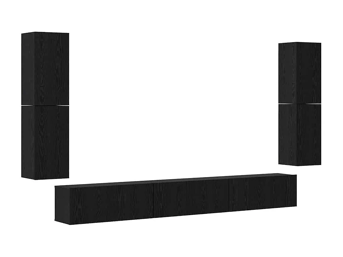 Ensemble meuble TV | Banc TV | Armoire TV 5 pcs Chêne Noir Bois d'ingénierie