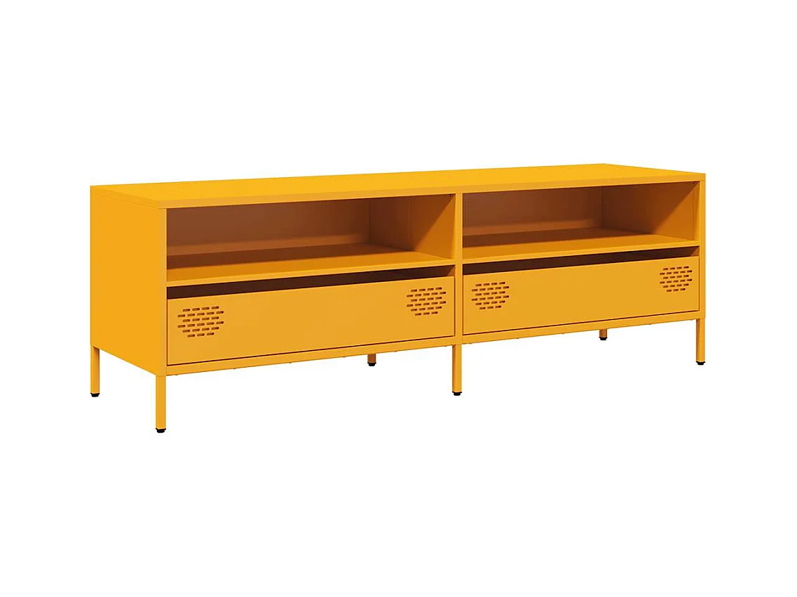 Mueble para TV  | Gabinete de TV |  Mueble de salón acero laminado en frío amarillo 135x39x43,5 cm