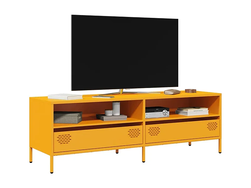 Meuble TV | Banc TV | Armoire TV jaune moutarde 135x39x43,5 cm acier laminé à froid