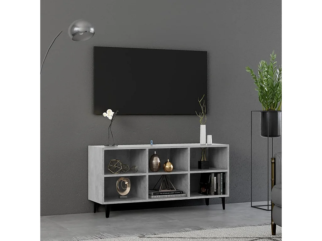 Mueble de TV | Mueble de salón con patas metal gris hormigón 103,5x30x50 cm
