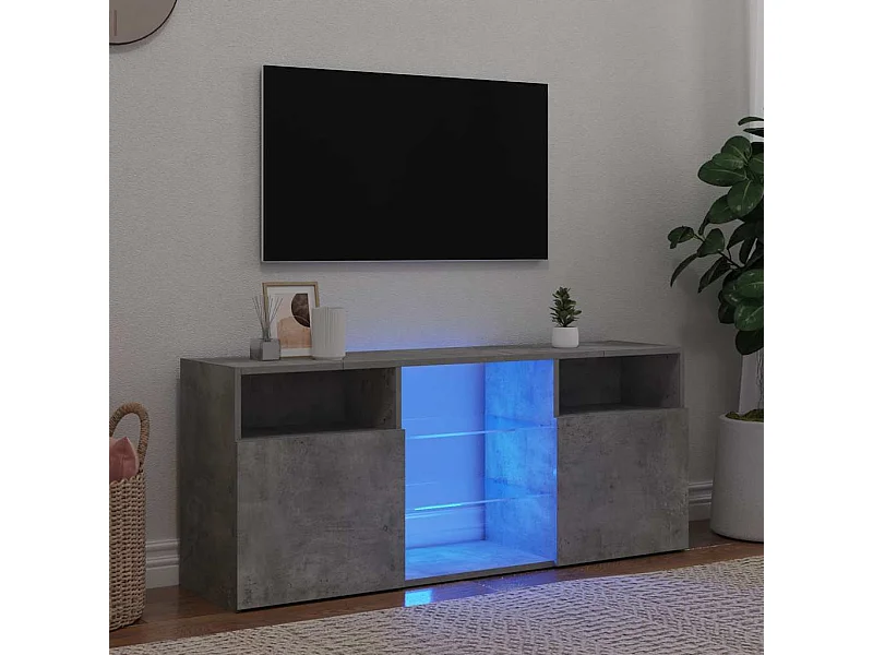 Mueble de TV | Mueble de salón con luces LED gris hormigón 120x30x50 cm
