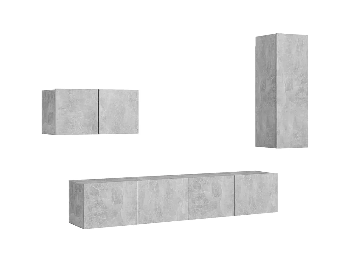 Set muebles de salón TV | Gabinetes de TV |  Muebles de TV 4 pzas madera ingeniería gris hormigón