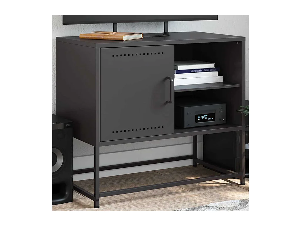 Meuble TV | Banc TV | Armoire TV noir 68x39x60,5 cm acier