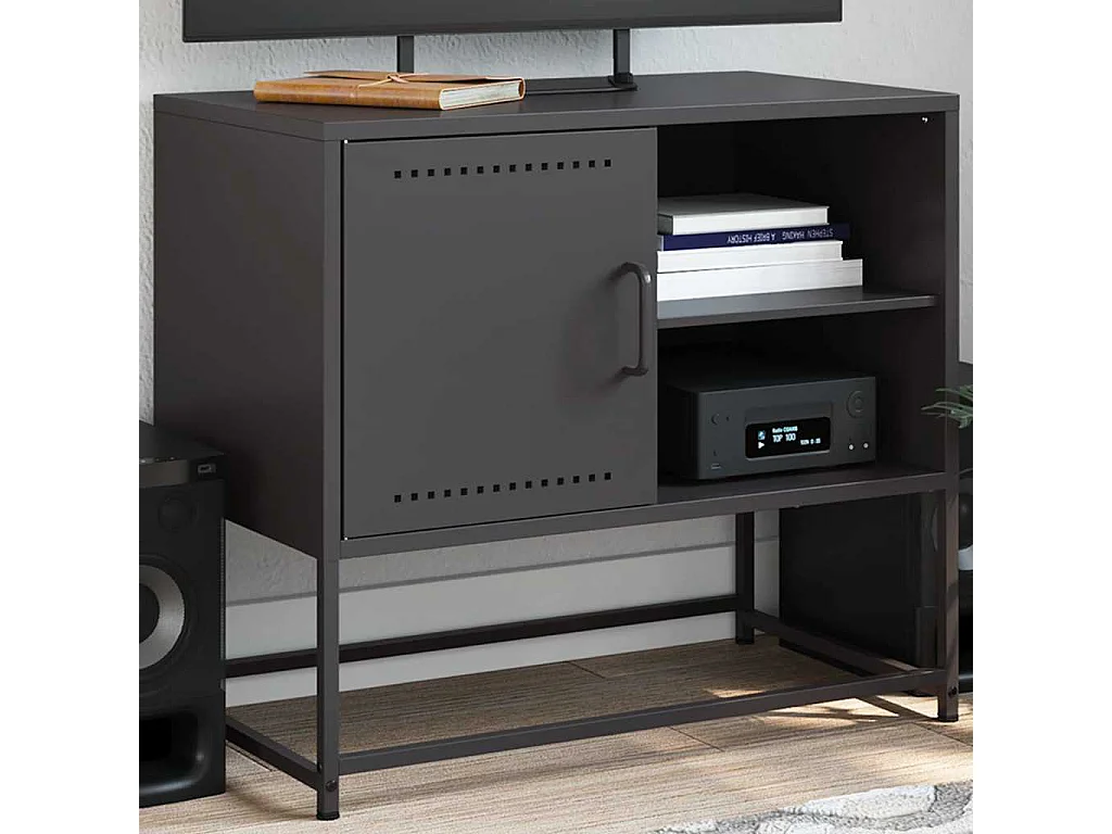 Meuble TV | Banc TV | Armoire TV noir 68x39x60,5 cm acier