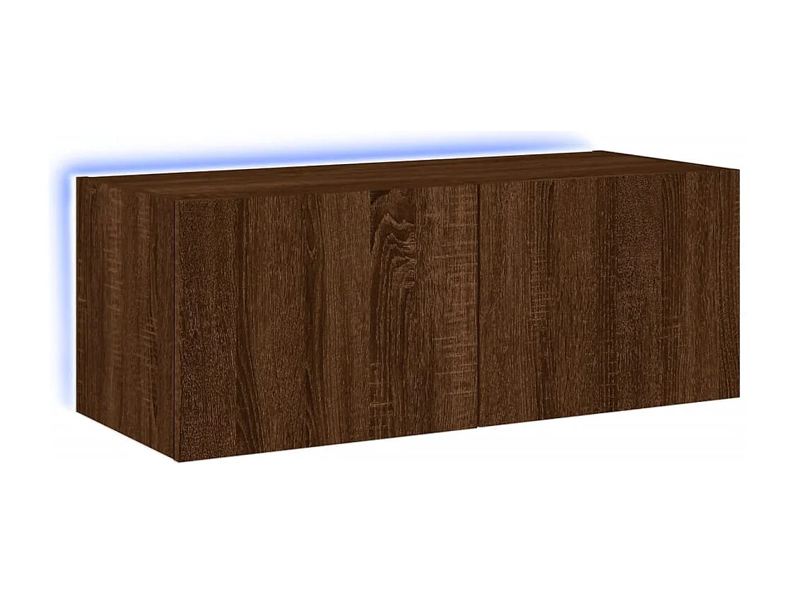 Mueble de TV | Mueble de salón de pared con luces LED marrón roble 80x35x31 cm