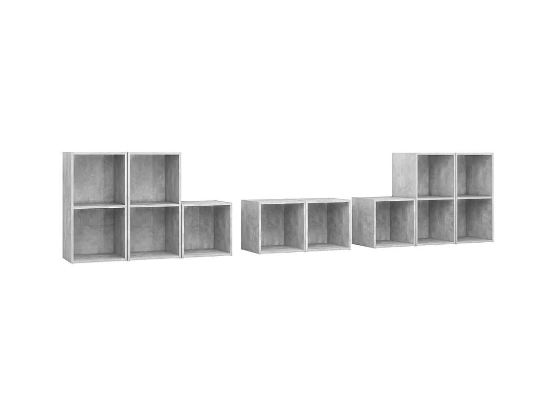 Muebles de salón | Gabinetes de TV |  Muebles de TV 8 piezas madera de ingeniería gris hormigón