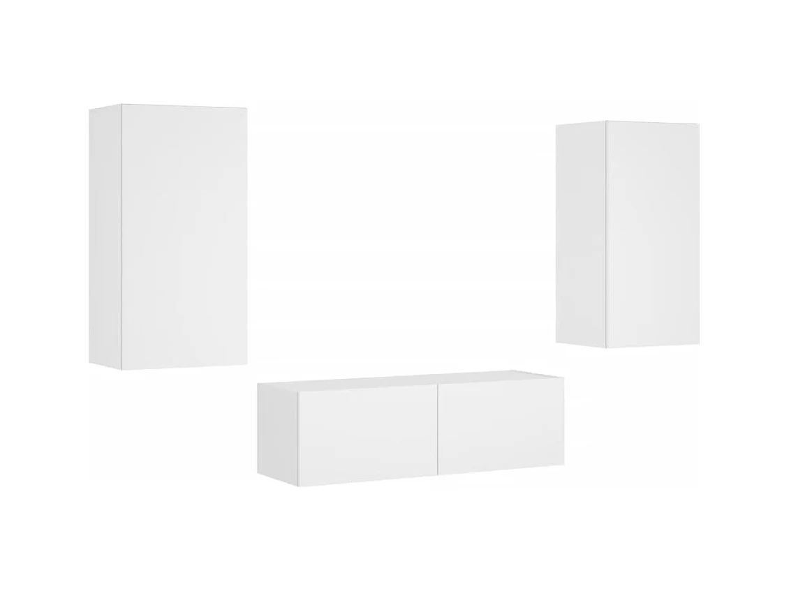 Muebles de TV | Gabinetes de TV |  Muebles de salón de pared con luces LED 3 piezas blanco