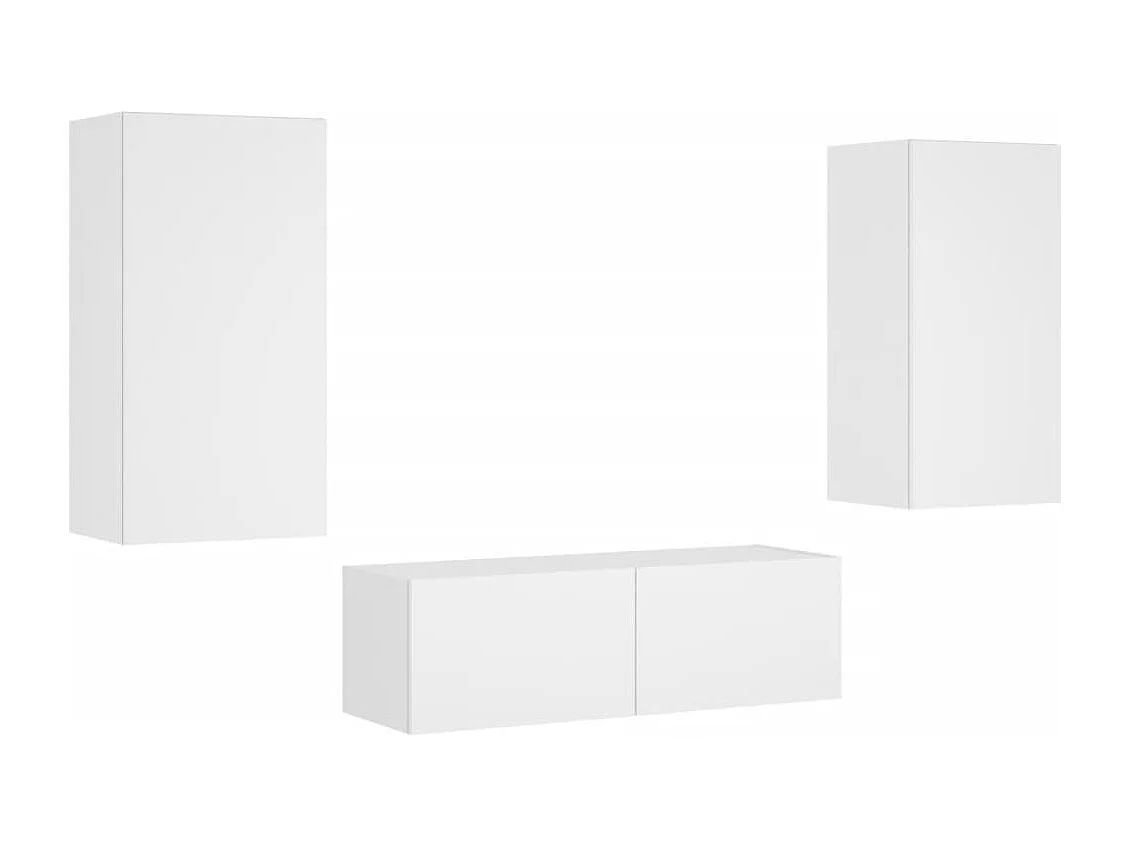 Muebles de TV | Gabinetes de TV |  Muebles de salón de pared con luces LED 3 piezas blanco
