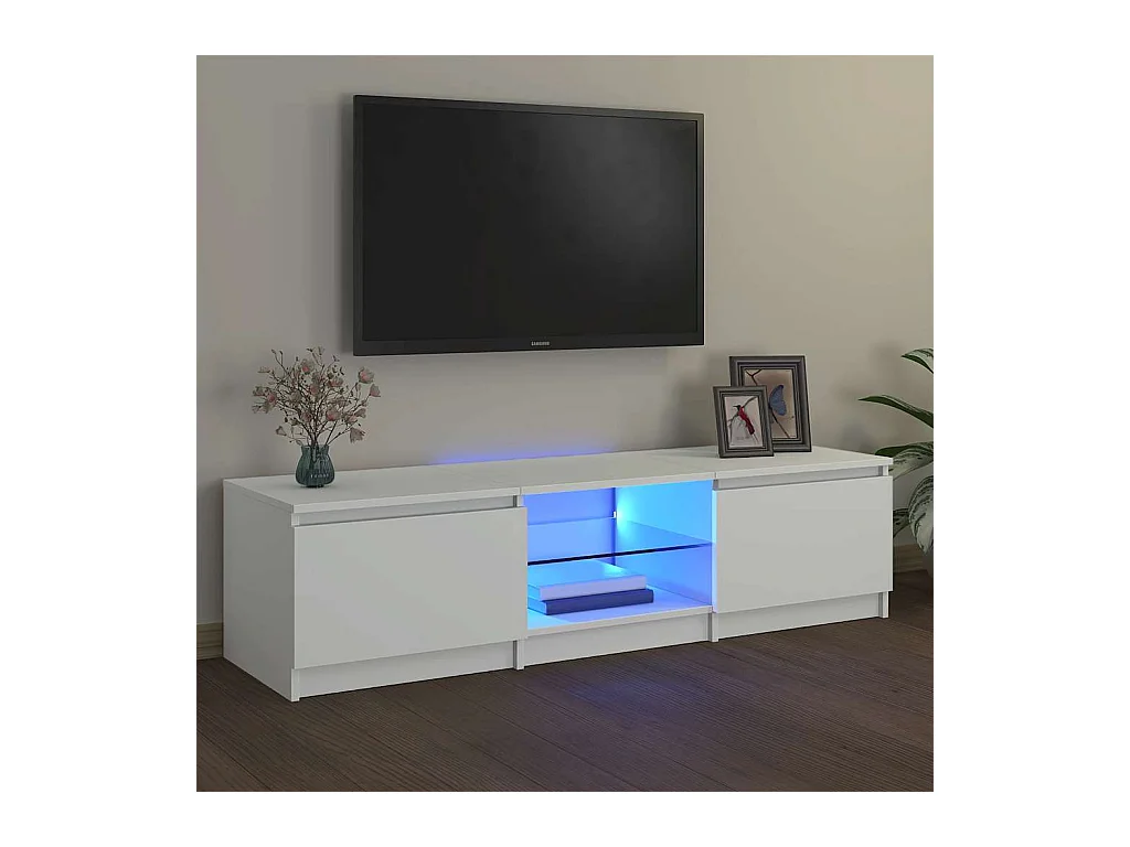Mueble para TV  | Gabinete de TV |  Mueble de salón con luces LED blanco 140x40x36 cm