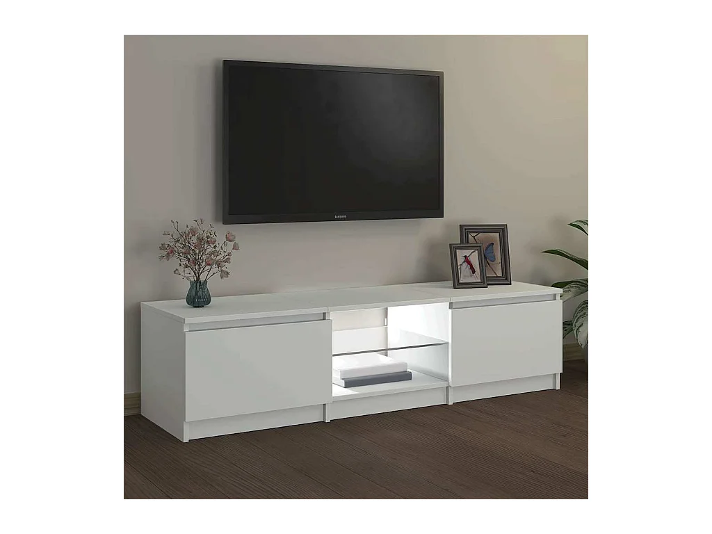 Mueble para TV  | Gabinete de TV |  Mueble de salón con luces LED blanco 140x40x36 cm