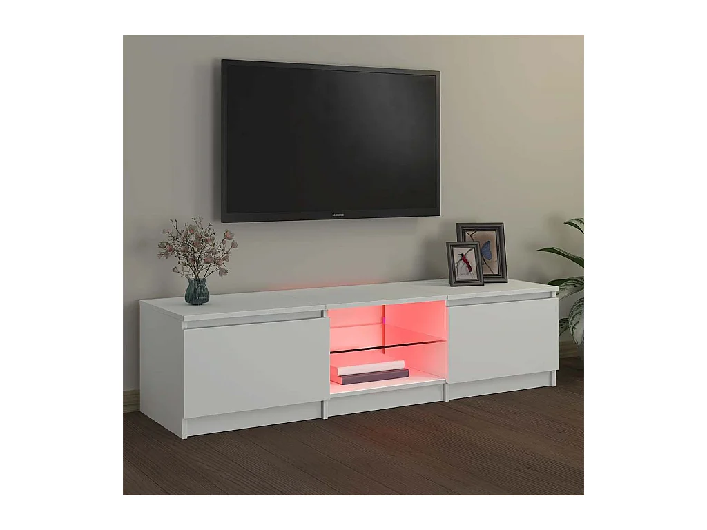 Mueble para TV  | Gabinete de TV |  Mueble de salón con luces LED blanco 140x40x36 cm