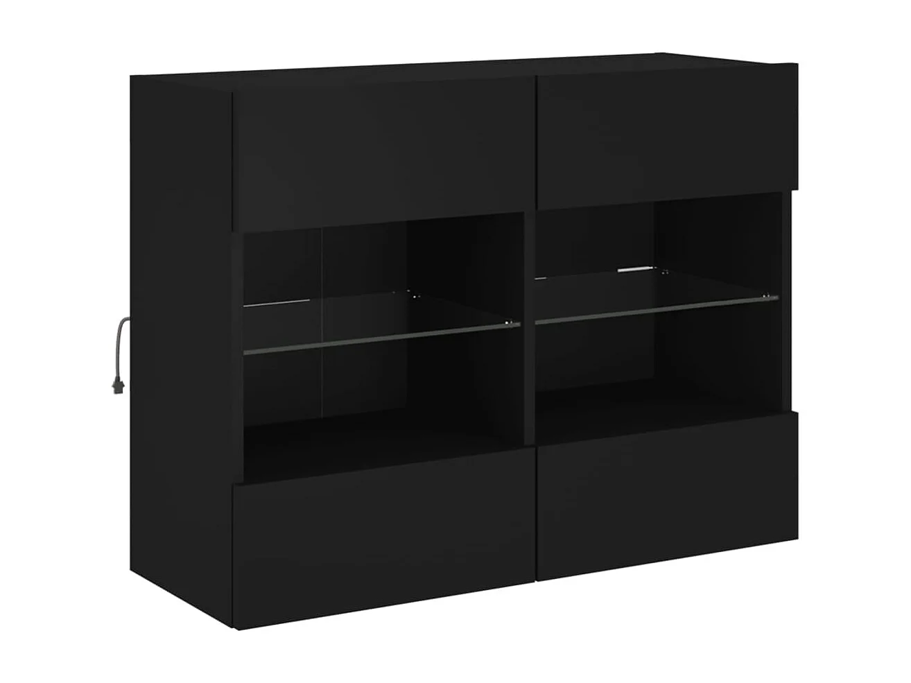 Mueble de TV | Mueble de salón de pared con luces LED negro 78,5x30x60,5 cm