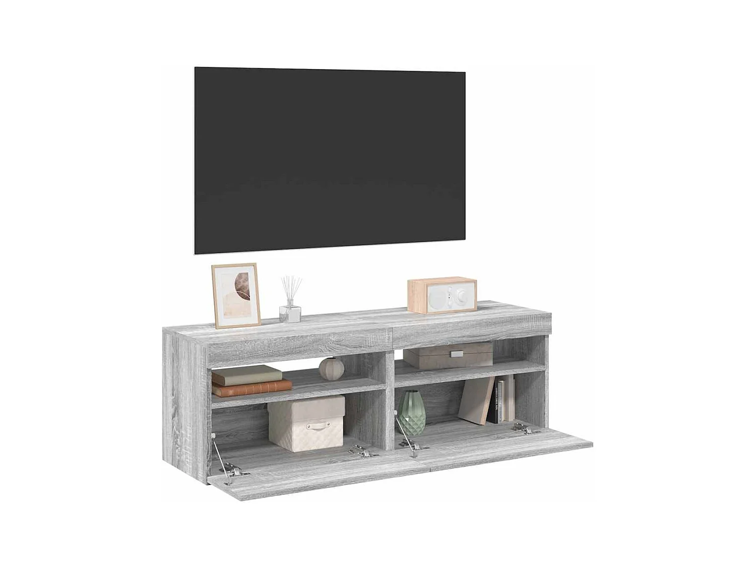 Muebles de TV | Gabinetes de TV |  Muebles de salón 2 uds con luces LED gris Sonoma 60x35x40 cm
