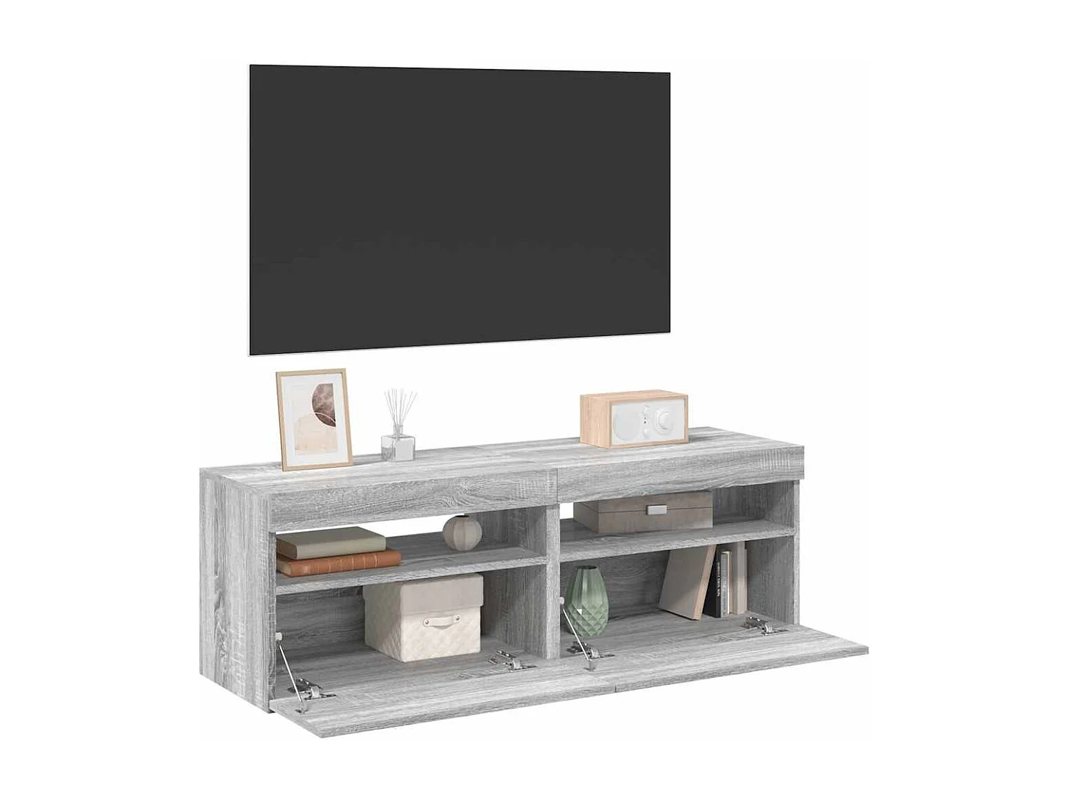 Muebles de TV | Gabinetes de TV |  Muebles de salón 2 uds con luces LED gris Sonoma 60x35x40 cm