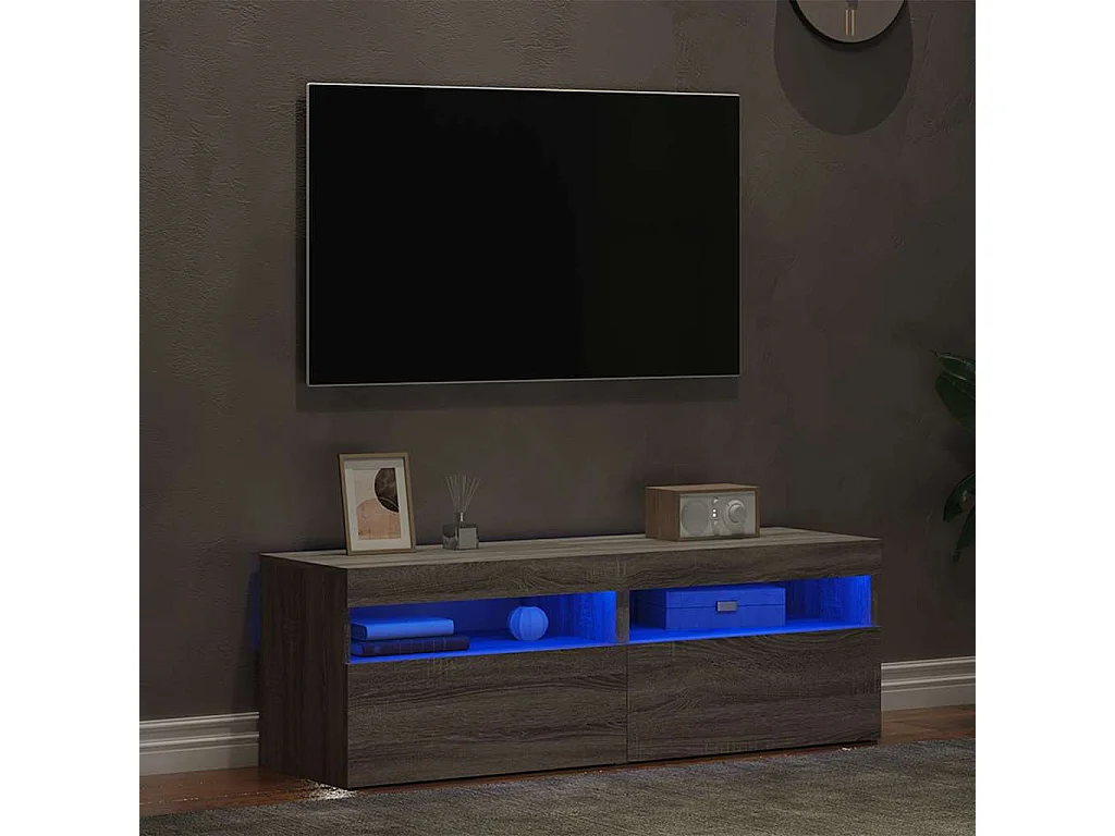 Muebles de TV | Gabinetes de TV |  Muebles de salón 2 uds con luces LED gris Sonoma 60x35x40 cm
